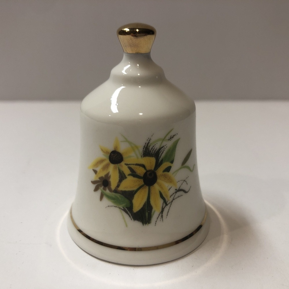 DANBURY MINT State Flower Bell 2.25x1.75"‎ Maryland Black-Eyed Susan Bone China